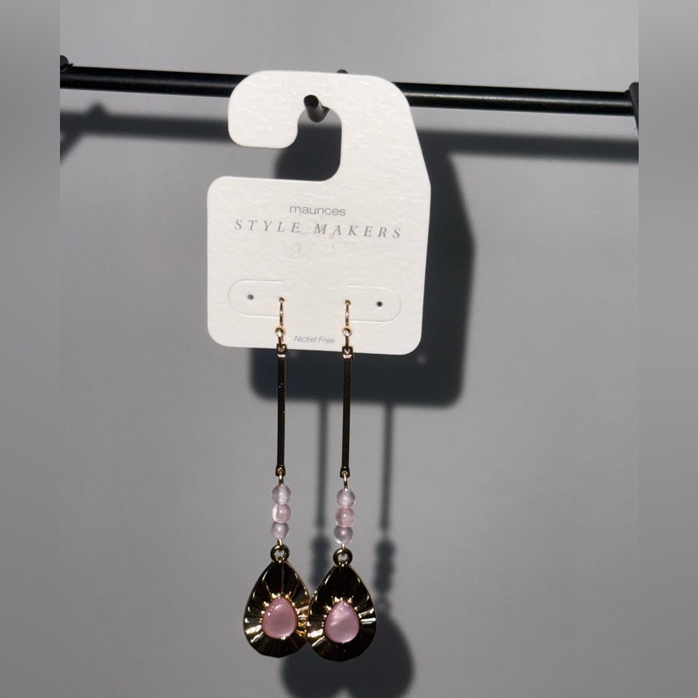 Maurices Blush and Gold Teardrop Earrings - Picture 5 of 5